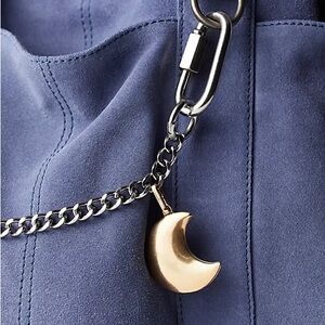 NWOT Free People Puffy Moon Celestial Charm Gold